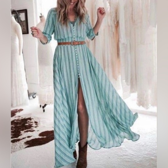 Like New Spell & the Gypsy Peyote Gown in Turquoise, Medium - Picture 3 of 6